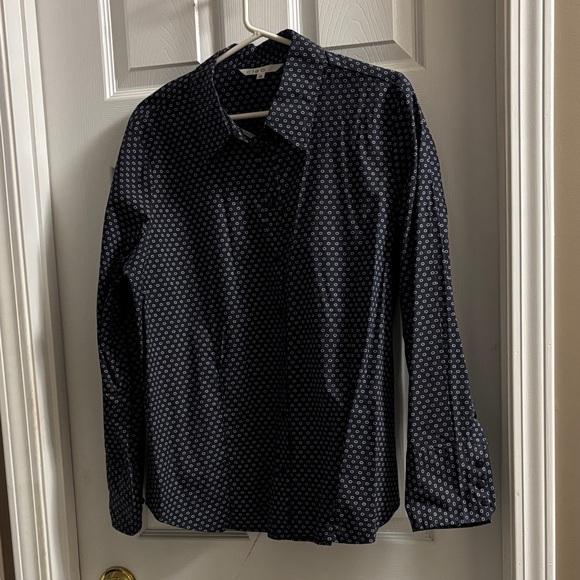 cleo Tops - Cleo Dark Blue Geometric Shirt